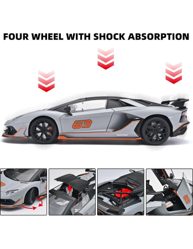 Coche de Juguete Lambo SVJ 63 OANMYJJO Metal 1:18 con Luz y Sonido