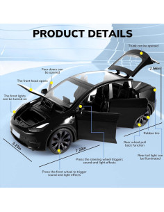 Coche de Juguete de Metal FRJV Escala 1:24 con Sonido y Luz 2