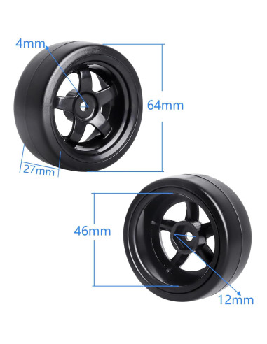 Neumáticos de Drift RC HobbyPark 1/10 Plástico Duro - Juego de 4