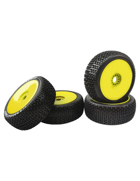 4 Neumáticos de Goma 1/8 HIRCQOO para Buggy RC Amarillo