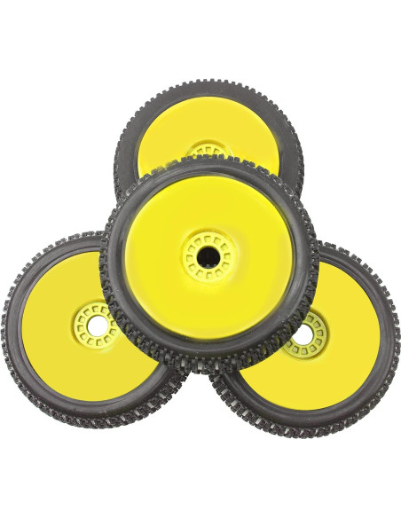 4 Neumáticos de Goma 1/8 HIRCQOO para Buggy RC Amarillo