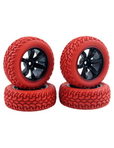 Llantas y Ruedas RC 1:10 LAFEINA 701A Caucho 75mm Rojo