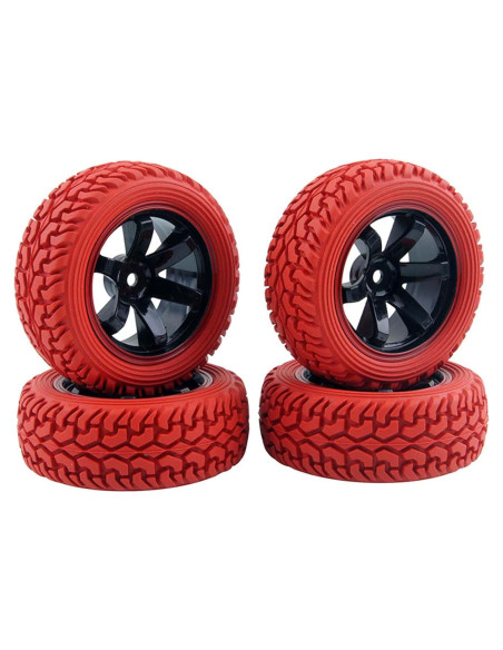 Llantas y Ruedas RC 1:10 LAFEINA 701A Caucho 75mm Rojo