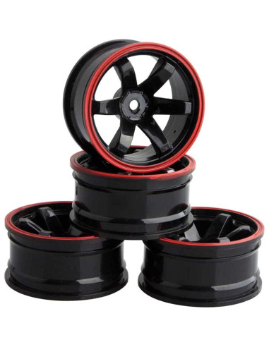 Llantas y Ruedas RC 1:10 LAFEINA 701A Caucho 75mm Rojo