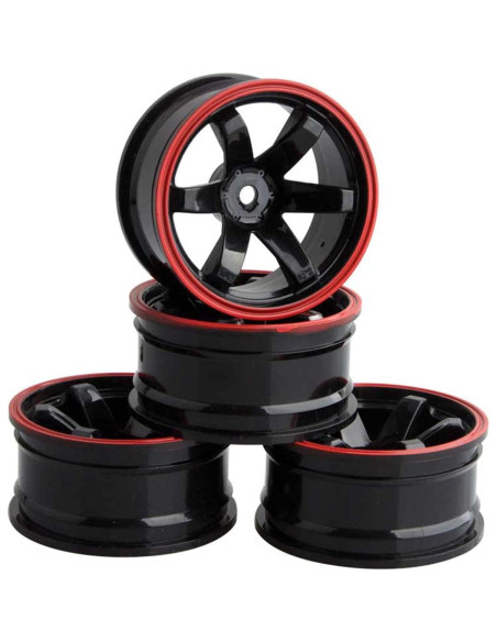 Llantas y Ruedas RC 1:10 LAFEINA 701A Caucho 75mm Rojo