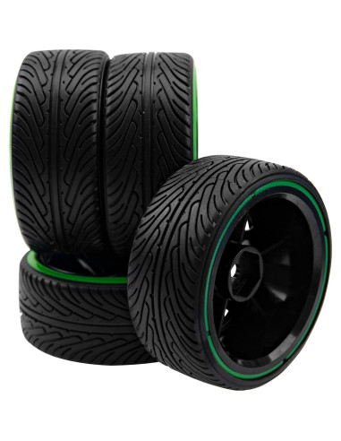 Neumáticos de Drift RC 1/10 HIRCQOO 64mm Verde y Negro