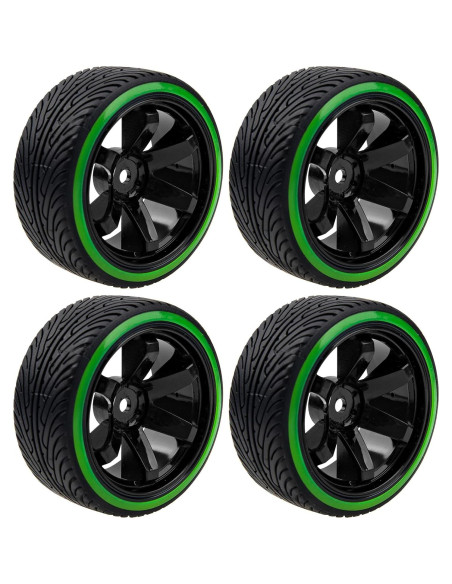Neumáticos de Drift RC 1/10 HIRCQOO 64mm Verde y Negro