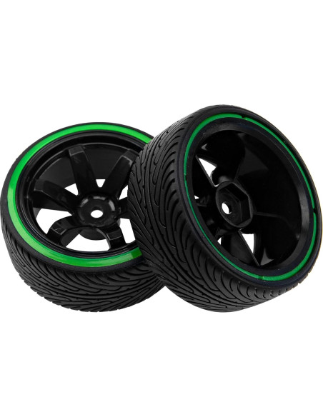 Neumáticos de Drift RC 1/10 HIRCQOO 64mm Verde y Negro