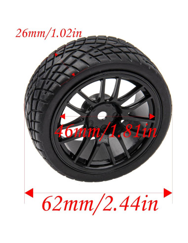 Ruedas de Neumáticos de Goma 1/10 HIRCQOO 12 Radios 12mm