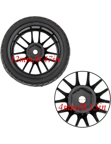 Ruedas de Neumáticos de Goma 1/10 HIRCQOO 12 Radios 12mm