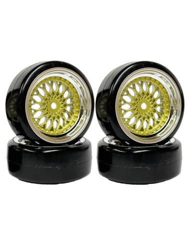Conjunto de 4 Neumáticos de Drift 1:10 WONFAST Dorado Plateado