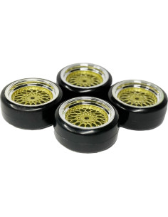 Conjunto de 4 Neumáticos de Drift 1:10 WONFAST Dorado Plateado 2