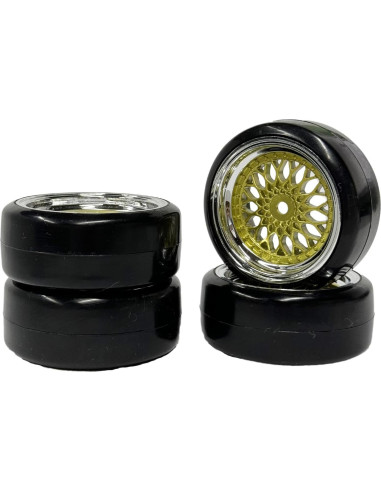 Conjunto de 4 Neumáticos de Drift 1:10 WONFAST Dorado Plateado