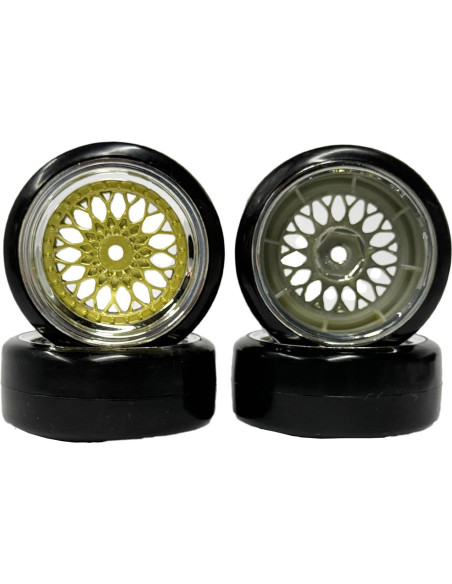 Conjunto de 4 Neumáticos de Drift 1:10 WONFAST Dorado Plateado