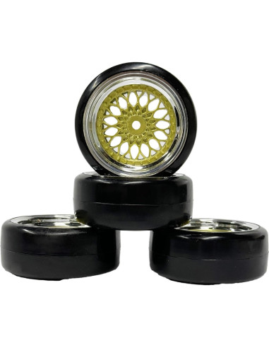 Conjunto de 4 Neumáticos de Drift 1:10 WONFAST Dorado Plateado