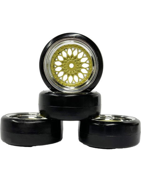 Conjunto de 4 Neumáticos de Drift 1:10 WONFAST Dorado Plateado