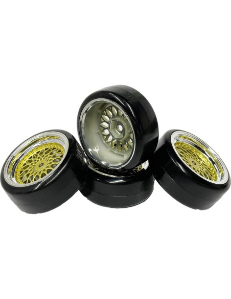 Conjunto de 4 Neumáticos de Drift 1:10 WONFAST Dorado Plateado