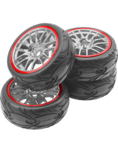 Llantas y Neumáticos RC 1/10 ShareGoo 66mm 14-Habitos Rojo 2