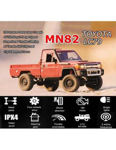 Camión RC 4x4 Toyota LC79 MN-82 Todo Terreno 1/12 Control Remoto