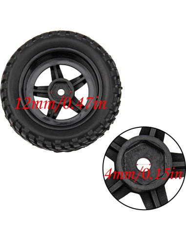 Neumáticos de goma 75mm y llantas plásticas 12mm HIRCQOO