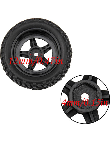 Neumáticos de goma 75mm y llantas plásticas 12mm HIRCQOO