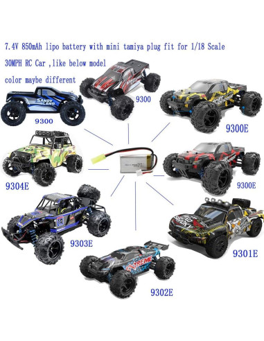 Batería Recargable Li-Po 7.4V 850mAh Blomiky para Coche RC 1/18