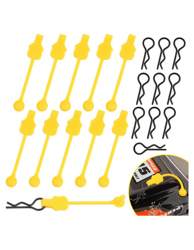 10 Clips de Cuerpo RC GDOOL 1.2mm con Anillas Amarillas