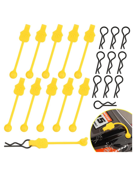 10 Clips de Cuerpo RC GDOOL 1.2mm con Anillas Amarillas