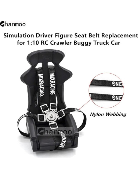 Cinturón de Seguridad para Coche RC 1/10 Chanmoo - Negro