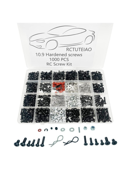 Kit de Tornillos RC 1000pcs M3 M4 Xerial para Coche Escala 1:8 1:10
