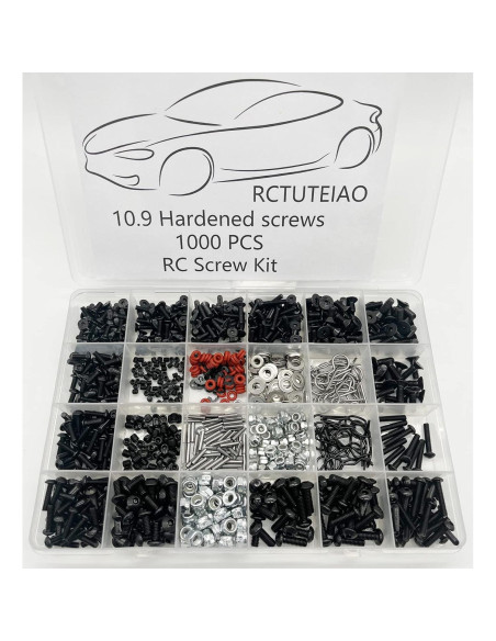 Kit de Tornillos RC 1000pcs M3 M4 Xerial para Coche Escala 1:8 1:10