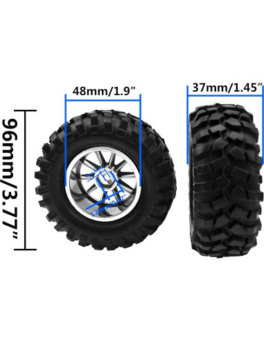Neumáticos Off-Road 1/10 HIRCQOO 96mm con Llantas 10 Radios