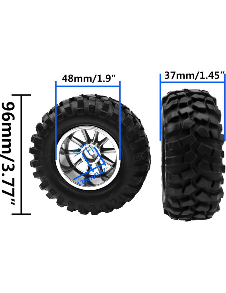 Neumáticos Off-Road 1/10 HIRCQOO 96mm con Llantas 10 Radios