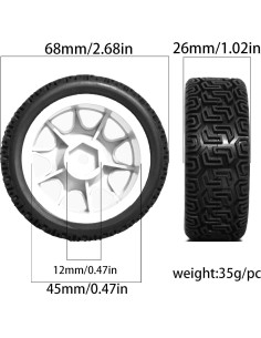 Neumáticos Runflat 1:10 JIHAIYEMENGZHEN 68mm Off-road 2