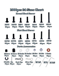 Kit de Tornillos RC 1000 Piezas HIQTRADEBYJJ M3 M4 2