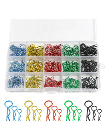 260 Clips Universales de Carrocería RC Acero Inoxidable 3 Tamaños