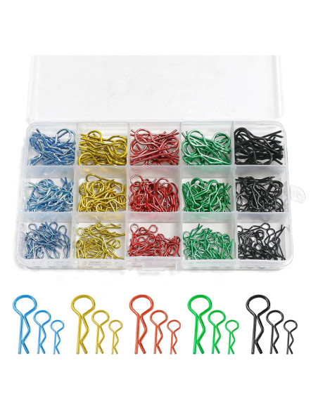 260 Clips Universales de Carrocería RC Acero Inoxidable 3 Tamaños