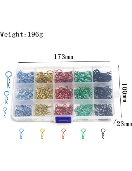260 Clips Universales de Carrocería RC Acero Inoxidable 3 Tamaños