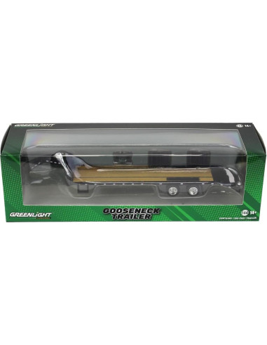 Remolque Gooseneck 1:64 Greenlight 30390 Negro con Rayas Rojas