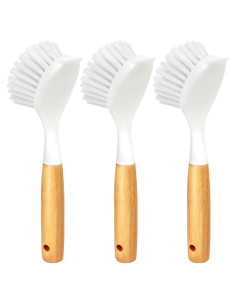 Set de 3 Cepillos de Platos Holikme con Mango de Bambú