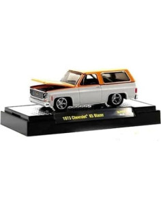 M2 Machines 1973 Chevy K5 Blazer Diecast 1/64 Naranja y Blanco 2