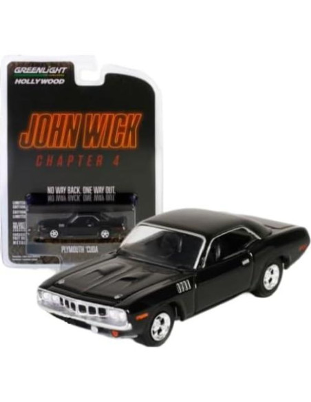 Modelo Diecast Greenlight 62020-F John Wick Plymouth 'Cuda 1/64 Modelo Diecast Greenlight 62020-F John Wick Plymouth 'Cuda 1/64