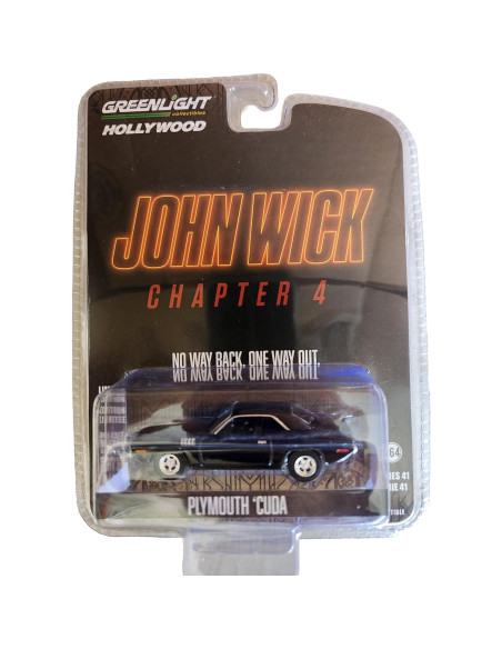 Modelo Diecast Greenlight 62020-F John Wick Plymouth 'Cuda 1/64 Modelo Diecast Greenlight 62020-F John Wick Plymouth 'Cuda 1/64
