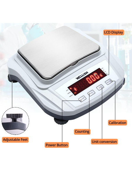 Balanza Analítica Digital WELLiSH 2000g/0.01g Alta Precisión