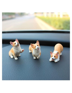 Adornos de Corgi de Resina WAYUTO - Set de 3 Figuras Amarillas