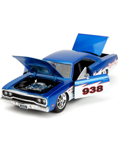 Coche Die-Cast 1:24 Plymouth Roadrunner 1970 Jada Toys Azul/Blanco