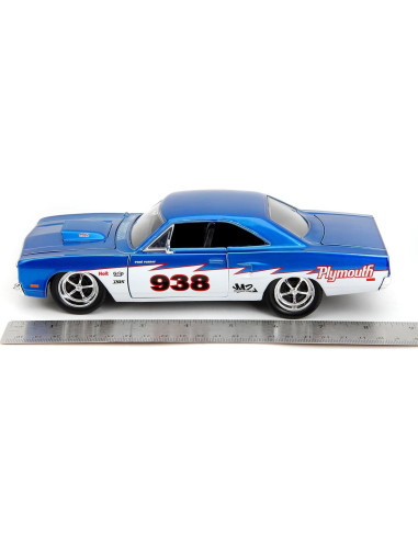 Coche Die-Cast 1:24 Plymouth Roadrunner 1970 Jada Toys Azul/Blanco
