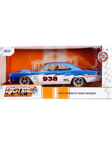 Coche Die-Cast 1:24 Plymouth Roadrunner 1970 Jada Toys Azul/Blanco