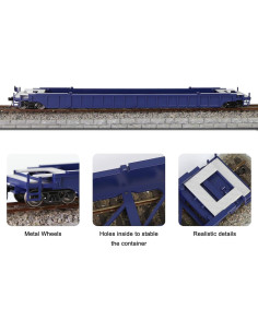 Carro Plano HO Evemodel 53ft Azul 1:87 para Ferrocarriles 2