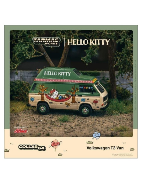 Modelo de Coche Tarmac Works VW T3 Camper Van 1:64 Beige Verde